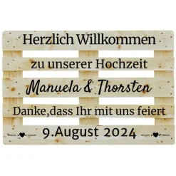 Palettenaufkleber Hochzeit,Willkommenspalette Gäste Begrüßung , Willkommensschild, Palettenschrift