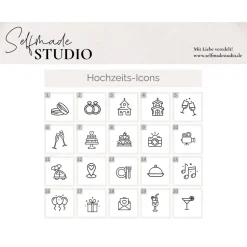 Palettenaufkleber Hochzeit Timeline & Icons – Personalisierte Aufkleber für Europaletten