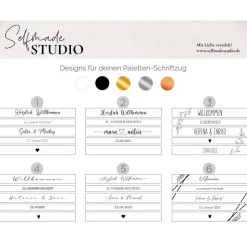 Palettenaufkleber Willkommen – 6 Designs für Hochzeit | Individuelle Hochzeitsaufkleber für Euro-Palette