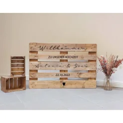 Palettenaufkleber Willkommen – 6 Designs für Hochzeit | Individuelle Hochzeitsaufkleber für Euro-Palette