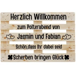 Palettenbeschriftung Polterabend , Diy Hochzeitspalette personalisierter Aufkleber Hochzeitspaar Palette in 2 Farben