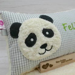 Pandakissen Namenskissen Taufkissen Kuschelkissen Kindergartenkissen Geburtsgeschenk Panda Pandabär
