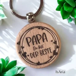 Papa Du bist der Beste - Holz Schlüsselanhänger/personalisiert/Vatertag