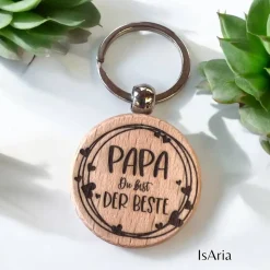 Papa Du bist der Beste - Holz Schlüsselanhänger/personalisiert/Vatertag