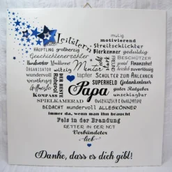 Papa Papi Vater Vati Bild Wandbild Wortherz liebe Worte Geschenkidee Sterne Blau Weihnachten Weihnachtsgeschenk Geschenk Vatertag