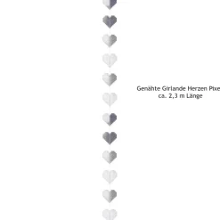 Papiergirlande Herzen silberfarben