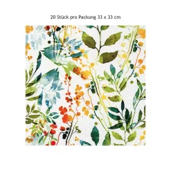 Papierservietten Boho Leaves & Herbs bunt