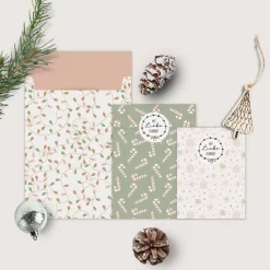 Papiertüten Set *Blush Sage Christmas* / Motiv 3 / Flachbeutel in verschiedenen Größen für Advent und Weihnachten