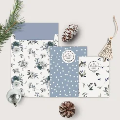 Papiertüten Set *Winter Floral* / Motiv 3 / Flachbeutel in verschiedenen Größen für Advent und Weihnachten