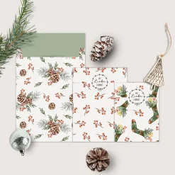 Papiertüten Set *Winter Greenery* / Motiv 3 / Flachbeutel in verschiedenen Größen für Advent und Weihnachten