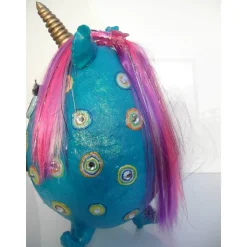 Pappmache-Ei THORAL Unicorn XXL Osterei aus Pappmachè handgefertigt es Unikat Einhorn Ostergeschenk Skulptur