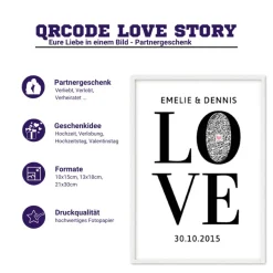 Partnergeschenk | Personalisiertes QrCode Bild | Geschenk Brautpaar | Hochzeit Jubiläum