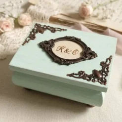 Pastell mintfarbene Ringdose Ringkissen personalisierbar mit Monogramm Datum Ehering Hochzeit Ringkästchen Ringträger