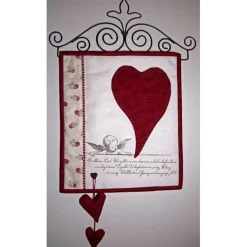 Patchwork kleiner Wandbehang Herz mit Reagenzglas für Valentin oder Muttertag