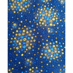 Patchworkstoff, blau melierter Quiltstoff mit feinen Goldtüpfelchen - Woodrow Studio