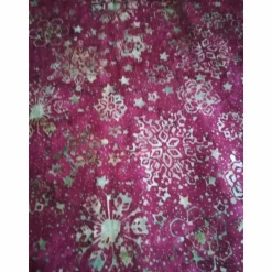 Patchworkstoff gebatikt, rot/beige mit Blumen, Hoffmann Fabrics