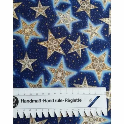 Patchworkstoff kleine Sternchen blau, gelb, orange auf blauem Untergrund, Stargaz Robert Kaufmann