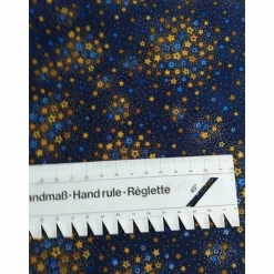 Patchworkstoff kleine Sternchen blau, gelb, orange auf blauem Untergrund, Stargaz Robert Kaufmann