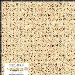 Patchworkstoff Star Springle, beiger Quiltstoff mit kleinen Herzen, Sternchen und Pünktchen.