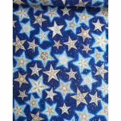 Patchworkstoff Sterne mit hellblauem Rand auf blauem Hintergrund - Robert Kaufmann