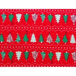 Patchworkstoff Tante Ema weihnachtliche Tannenbäume auf weißem Hintergrund