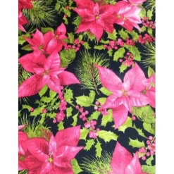 Patchworkstoff wunderschöne rosefarbene Christrose auf hellgrünem Hintergrund Moda