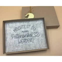 Patenanfrage.. Karte aus Filz,.. Geschenkbox ..zur Geburt, Taufe, Firmung, Konfirmation..