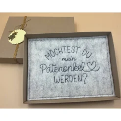 Patenanfrage.. Karte aus Filz,.. Geschenkbox ..zur Geburt, Taufe, Firmung, Konfirmation..