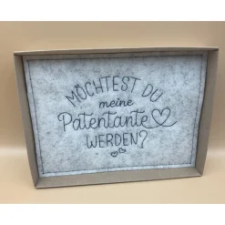 Patenanfrage.. Karte aus Filz,.. Geschenkbox ..zur Geburt, Taufe, Firmung, Konfirmation..
