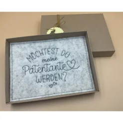 Patenanfrage.. Karte aus Filz,.. Geschenkbox ..zur Geburt, Taufe, Firmung, Konfirmation..