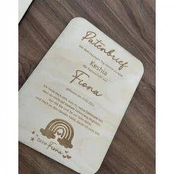 Patenbrief, personalisiert, Geschenk für die Patin/den Paten, Andenken, Taufgeschenk, Taufe, Taufpate (OHNE Trockenblume