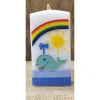 Patenkerze 15x6 - Regenbogen - Sonne - Wal -