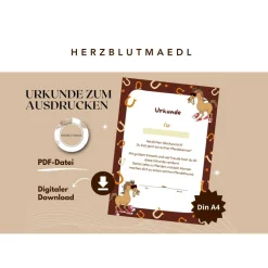 Perfekte Mitgebsel für Kindergeburtstag auf dem Reiterhof | Ideal für Pferdemädchen | Urkunde zum ausdrucken