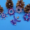 Perlenengel Sterne Flocken, violett silber, Weihnachtsdekoration, Perlen, Set, Deko, Geschenkanhänger, Baumschmuck