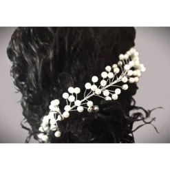 Perlen-Haarranke , Braut Haarschmuck, silber-weiss
