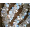 Perlenkette weiß mit Bergkristall und Mondstein Collier üppige Kette zur Hochzeit Brautschmuck