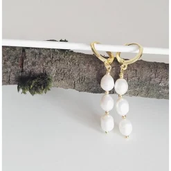 Perlenohrringe, Echte Süßwasserperlen Ohrringe, Hochzeitschmuck Gold mit Zirkonia,Braut Ohrringe,Vergoldete Ohrringe, Br