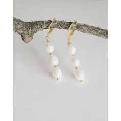 Perlenohrringe, Echte Süßwasserperlen Ohrringe, Hochzeitschmuck Gold mit Zirkonia,Braut Ohrringe,Vergoldete Ohrringe, Br