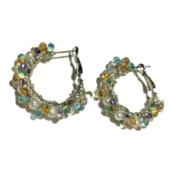 Perlenohrringe handgemachte 35 mm Ohrringe weiße Perlen Creolen Brautschmuck pastell Süßwasserzuchtperlen