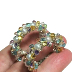 Perlenohrringe handgemachte 35 mm Ohrringe weiße Perlen Creolen Brautschmuck pastell Süßwasserzuchtperlen