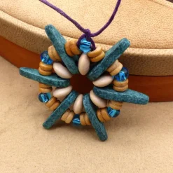 Perlenstern MIX, blau petrol natur, Mix Keramik, Holz, Glas, Weihnachtsdekoration, Geschenkanhänger, Baumschmuck