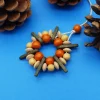 Perlenstern MIX, natur orange grün, Mix Keramik + Holz, Weihnachtsdekoration, Geschenkanhänger, Baumschmuck