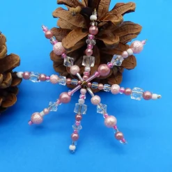 Perlenstern, rose weiß - Drahtstern mit Perlen als Weihnachtsstern