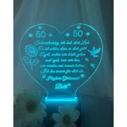 Persönliches Geschenk zum  Geburtstag - Happy Birthday mit LED Beleuchtung und Zahl personalisiert