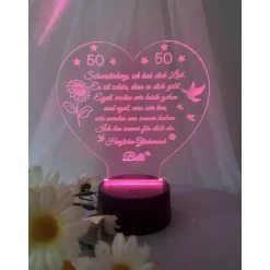 Persönliches Geschenk zum  Geburtstag - Happy Birthday mit LED Beleuchtung und Zahl personalisiert