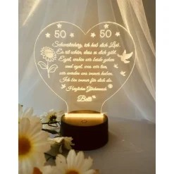 Persönliches Geschenk zum  Geburtstag - Happy Birthday mit LED Beleuchtung und Zahl personalisiert