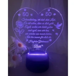 Persönliches Geschenk zum  Geburtstag - Happy Birthday mit LED Beleuchtung und Zahl personalisiert