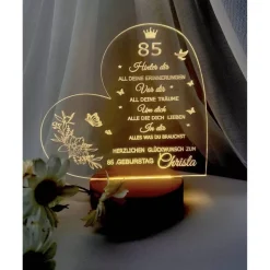 Persönliches Geschenk zum  Geburtstag - Happy Birthday mit LED Beleuchtung und Zahl personalisiert