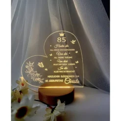 Persönliches Geschenk zum  Geburtstag - Happy Birthday mit LED Beleuchtung und Zahl personalisiert