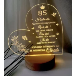 Persönliches Geschenk zum  Geburtstag - Happy Birthday mit LED Beleuchtung und Zahl personalisiert